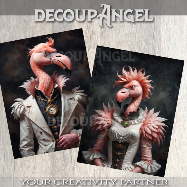 Victorian Flamingo Couple -Decoupage- Tissue Paper (Creator Uploaded)