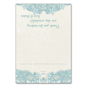 Victorian Floral Aqua Lace Design White Place Card