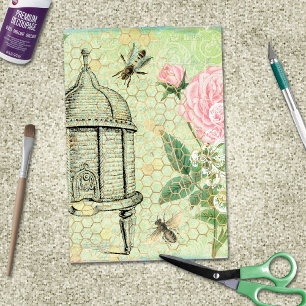 Victorian Floral Beehive Decoupage Vertical Tissue Paper