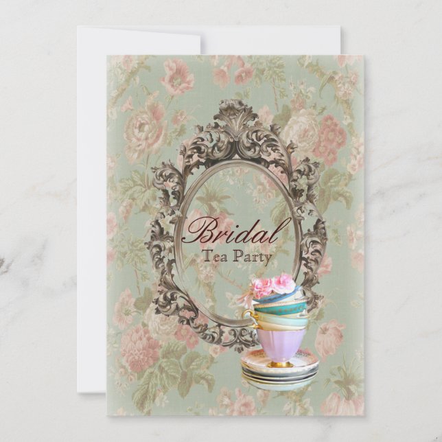 victorian floral botanical bridal shower tea party invitation (Front)