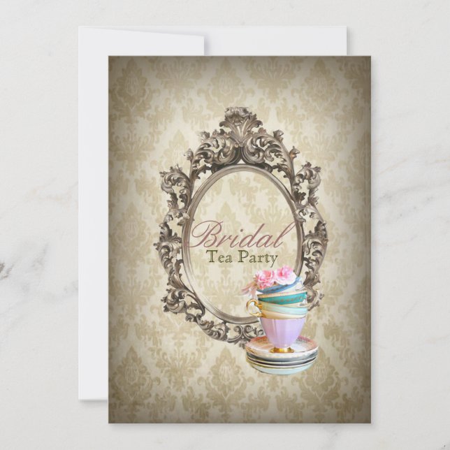 victorian floral botanical bridal shower tea party invitation (Front)