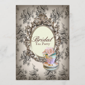victorian floral botanical bridal shower tea party invitation