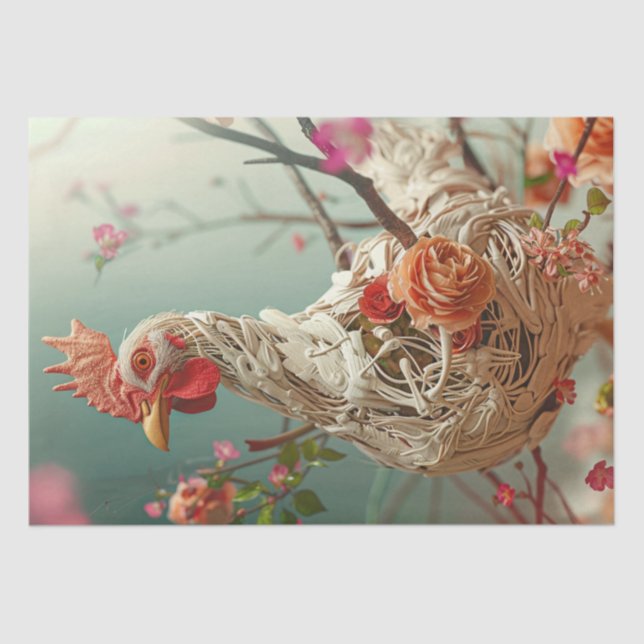 Victorian Floral Chicken Decoupage  Tissue Paper (Front)