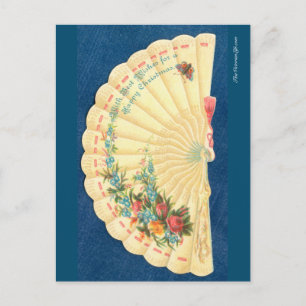 Victorian floral Christmas fan Postcard