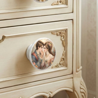 Victorian Floral Couple Romantic Antique Style Ceramic Knob