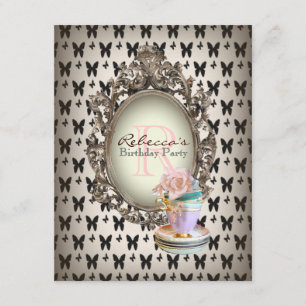 victorian floral cupcake english tea party invitation