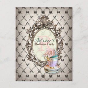 victorian floral cupcake english tea party invitation