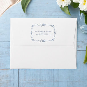 Victorian Floral Dusty Blue French Wedding Envelope