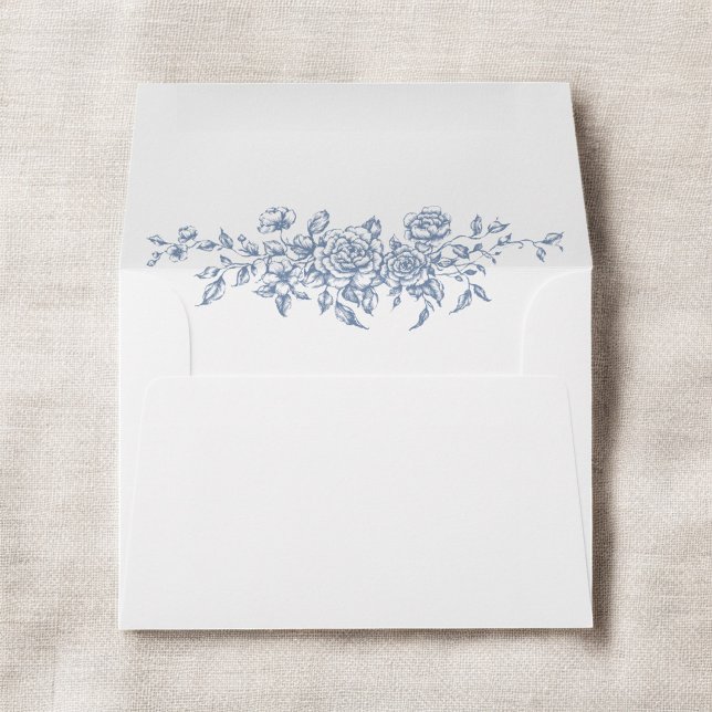 Victorian Floral Dusty Blue French Wedding Envelope (Creator Uploaded)
