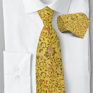 Victorian Floral Elegant Birds Flowers Tie