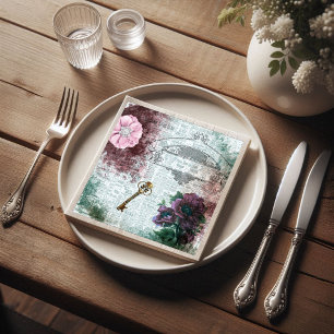 Victorian Floral Ephemera Decoupage Napkin