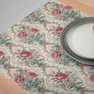 Victorian Floral Fantasy Exquisite Damask Design Long Table Runner