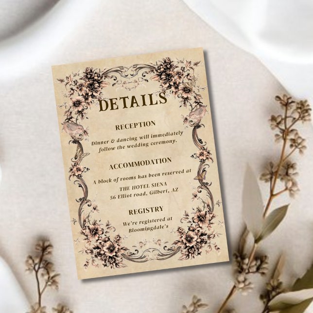 Victorian Floral Frame Wedding Details Enclosure Card (Creator Uploaded)