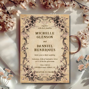 Victorian Floral Frame Wedding Invitation