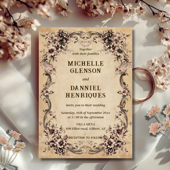 Victorian Floral Frame Wedding Invitation (Creator Uploaded)