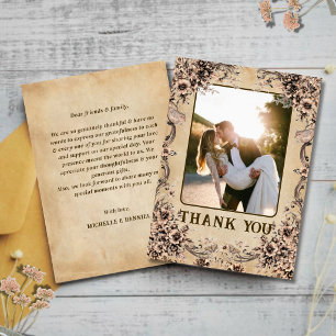 Victorian Floral Frame Wedding Thank You Card