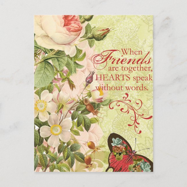 Victorian Floral Friendship Postcard (Front)