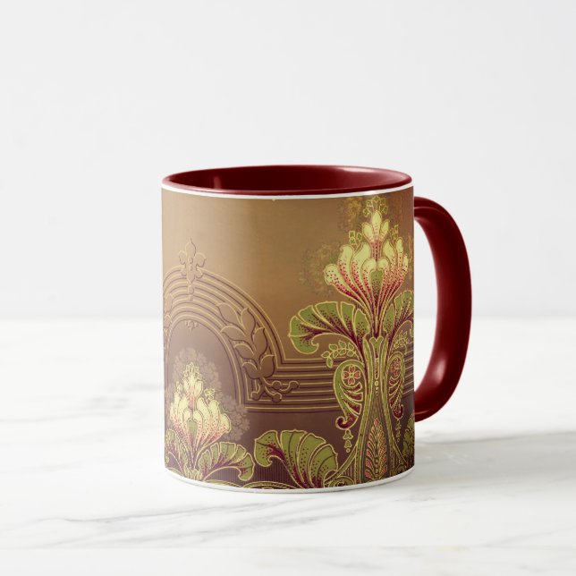 Victorian floral frieze elegant flower art nouveau mug (Front Right)