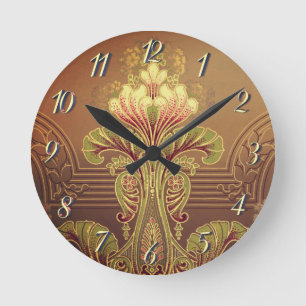 Victorian floral frieze elegant flower art nouveau round clock