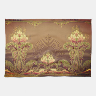 Victorian floral frieze elegant flower art nouveau tea towel