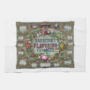 Victorian floral fruit baking vintage kitchen tea towel