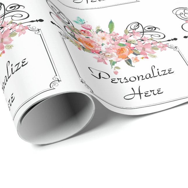 Victorian floral hanging sign wedding wrapping paper (Roll Corner)
