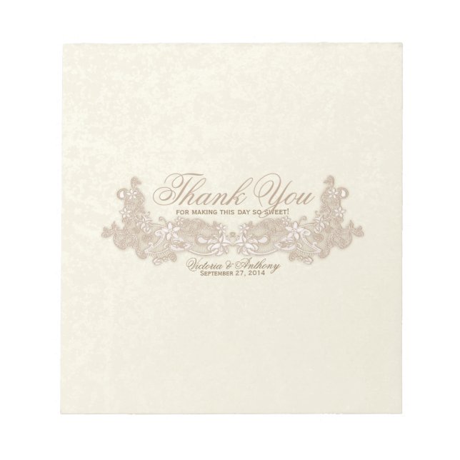 Victorian Floral Lace Design Candy Bar Wrap Notepad (Front)