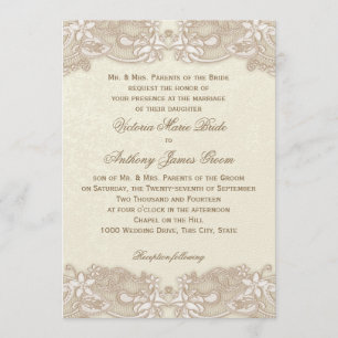 Victorian Floral Lace Design Wedding Invitation