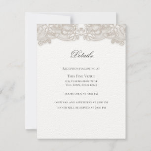 Victorian Floral Lace on White Design Wedding Invitation