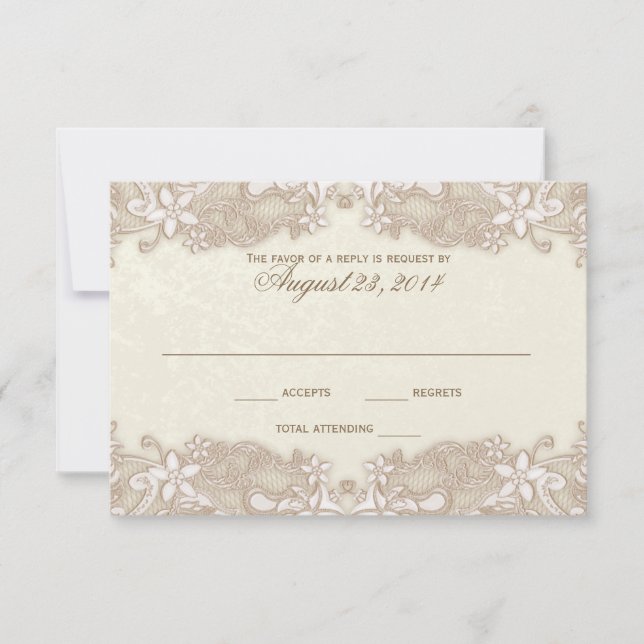 Victorian Floral Lace Response Card (Front)