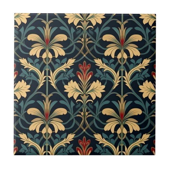 Victorian Floral Pattern Ceramic Tile (Front)