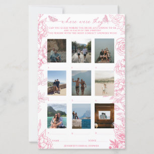 Victorian Floral Pink and White Bridal Shower Game