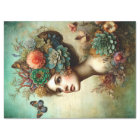 Victorian Floral Portrait Antique Decoupage Rustic