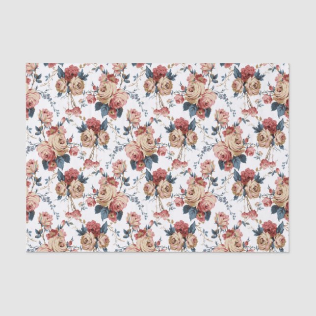 Victorian floral rose pattern tissue paper (Front)