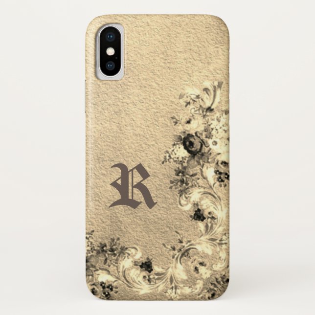 Victorian floral rose textured gold cream elegant Case-Mate iPhone case (Back)