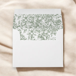 Victorian Floral Sage Green French Wedding Envelope
