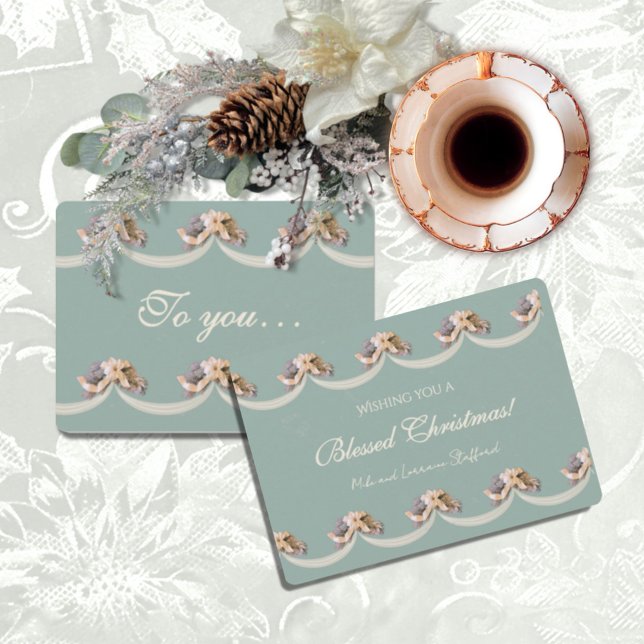 Victorian Floral Tapestry Blessing Holiday Card (Creator Uploaded)