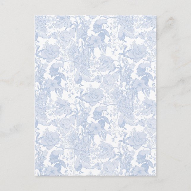 Victorian Floral Toile in Wedgewood Blue Invitation Postcard (Front)