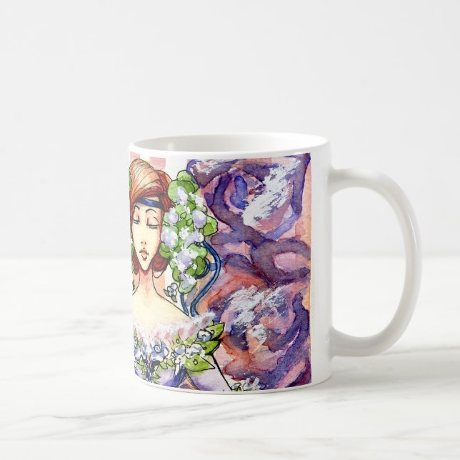 Victorian Floral Watercolor Design Coffee Mug (Right)
