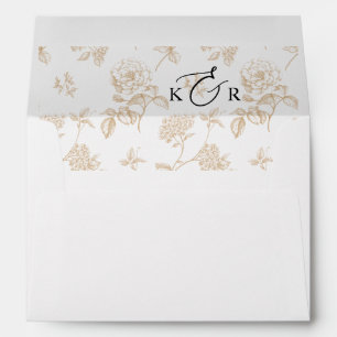 Victorian Floral Wedding Monogram 5x7 Invitation Envelope