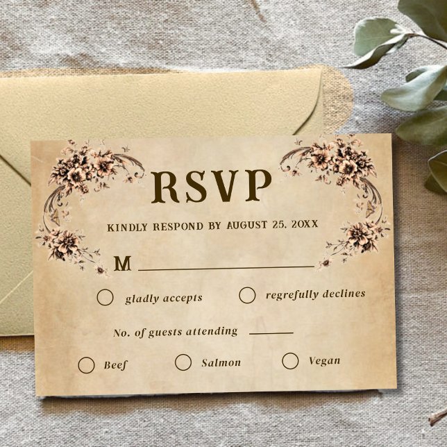 Victorian Floral Wedding RSVP Card (Creator Uploaded)