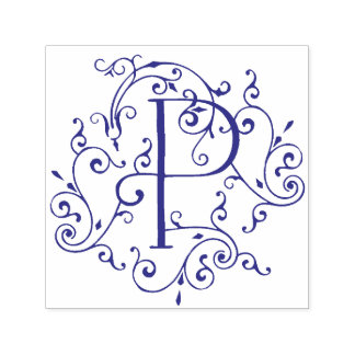 Victorian Flourish Letter P Monogram Self-inking S Stamp