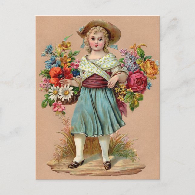 Victorian flower girl postcard (Front)