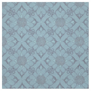 Victorian Flower Lattice Blue Fabric