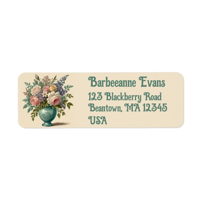 Victorian Flowers Return Address Label (Front)