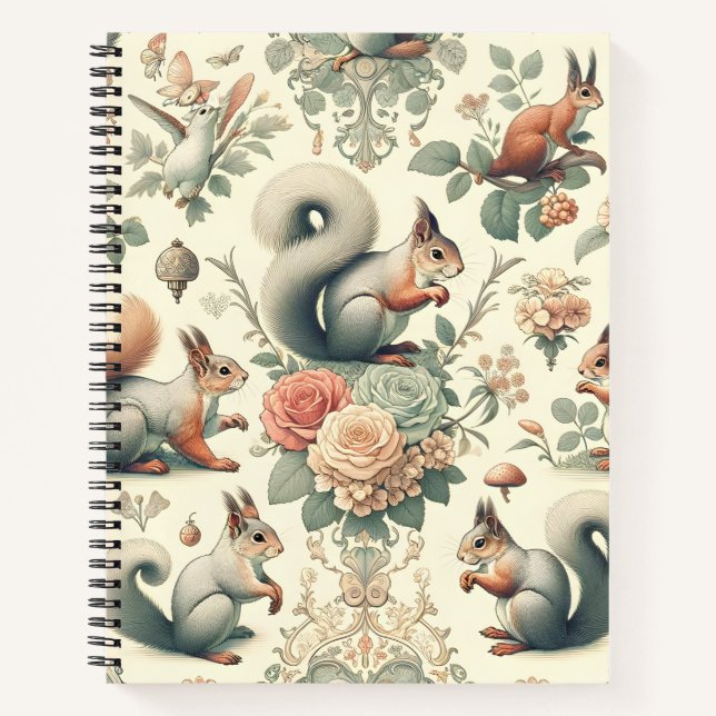 Victorian Forest Squirrel Tapestry  Notebook (Front)