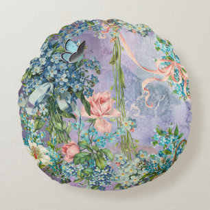 Victorian Forget-Me-Not Medley Round Cushion