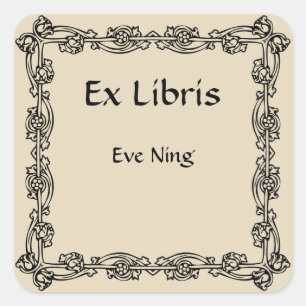 Victorian Four Bud Corner Bookplate Square Sticker