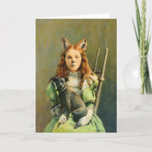Victorian Fox Girl Greetings Card