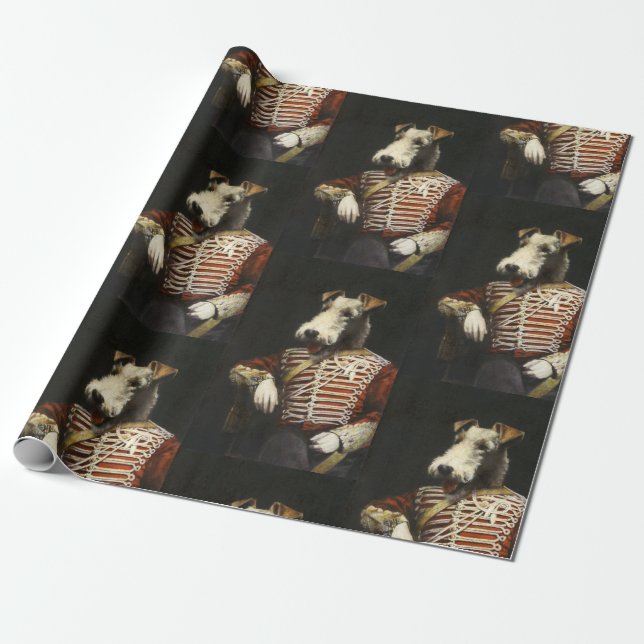 Victorian Fox Terrier Wrapping Paper (Unrolled)